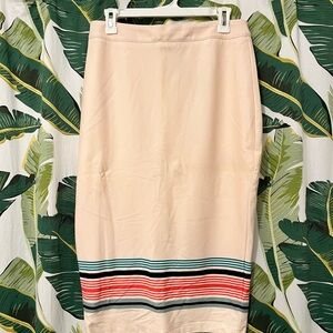 Striped Cream Pencil Skirt